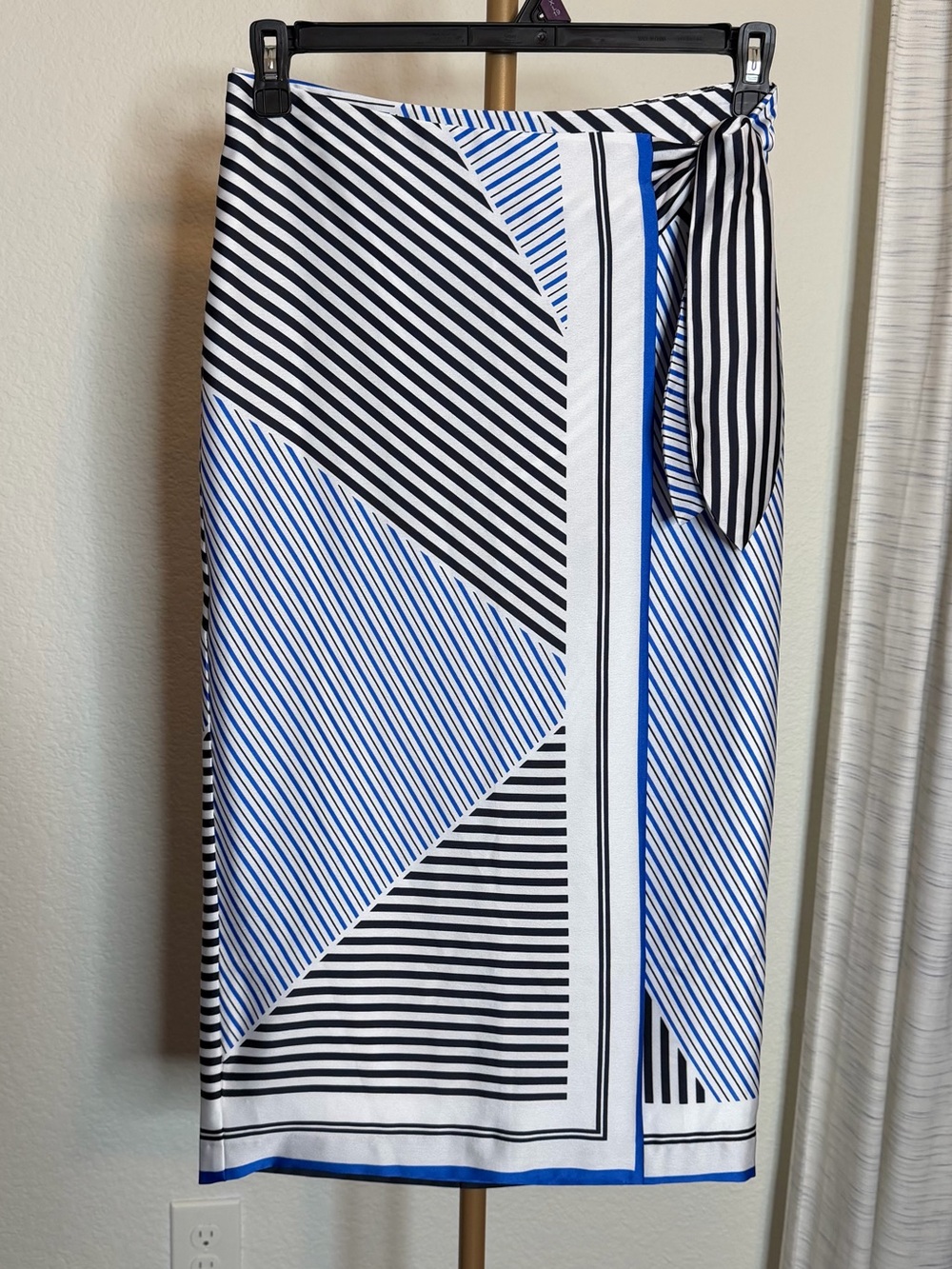 Ann Taylor Striped Blue, Black & White Wrap Skirt